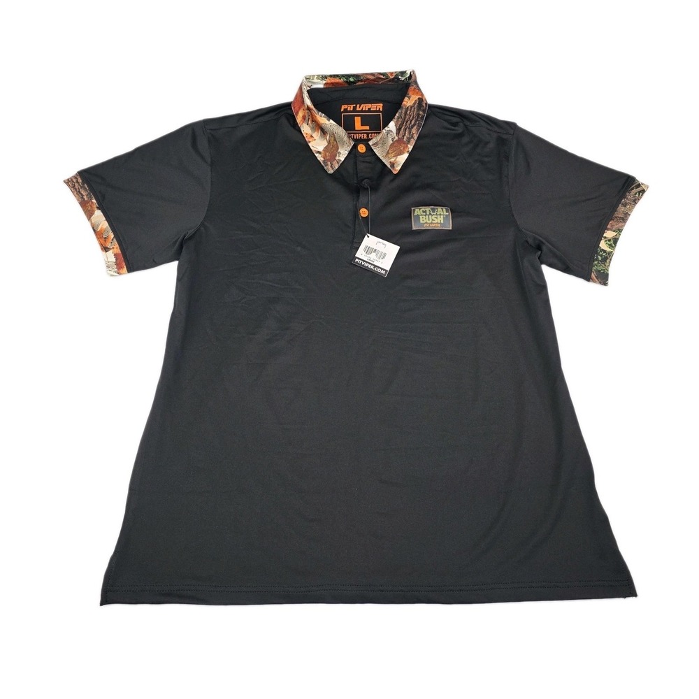 New Pit Viper Shirt Men L Black Camo Actual Bush Polo Performance‎ Hunt Outdoor